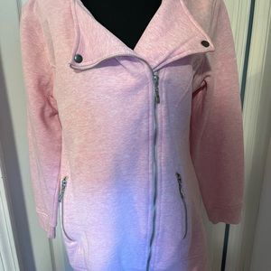 DG2 by Diane Gilman, Asymmetrical Zip Front, Pink Hooded Jacket, Size Large